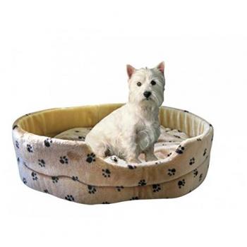 Silvio Design Hundebett L, beige mit braunem Pfotendessin