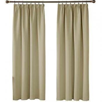 Deconovo Solid Thermal Insulated Blackout Curtains 46 x 72 Beige Two Panels