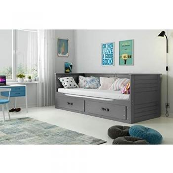 Lit Simple 2 Places Hermes 80x200 avec Matelas sommier et tiroirs en Blanc