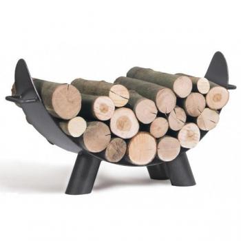 Almacén de madera semilunar Mila acero negro 70x44 cm