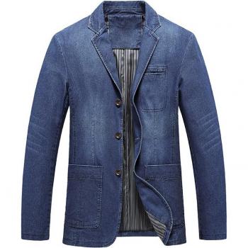 Herbstliche Denim Jacke für Männer, lässiger Blazer, Jeansjacke 4XL schlank geschnitten