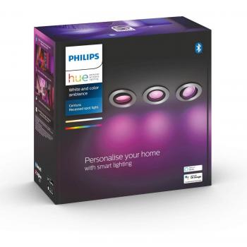 Philips Hue Set of 3 Centura Smart LED Ceiling Spotlights Silver