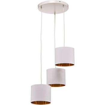Round 3-Bulb Pendant Light in White and Gold