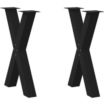 Set of 2 Black X-Shaped Dining Table Legs