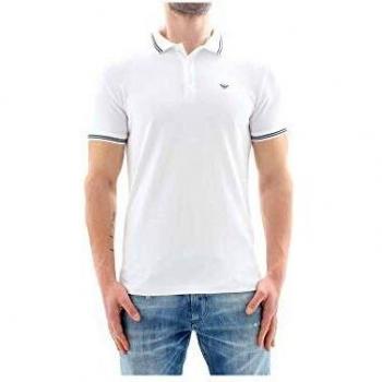 Armani Men's Classic Twin‑Tipped Polo – White – Extra Large