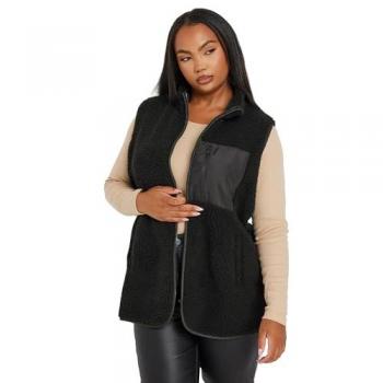Gilet noir en nylon avec poches Yours Curve