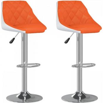 VidaXL Barkrukken 2 Stuks Kunstleer Oranje en Wit