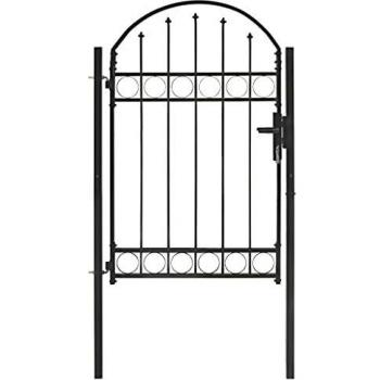 Arched Top Steel Fence Gate 100x150 cm Black, Corrosion-Resistant for Garden and Patio