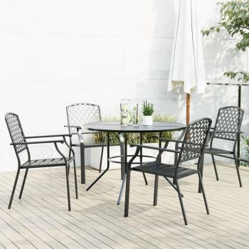 VidaXL 5 pcs Anthracite Steel Stackable Garden Chair Set