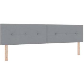 Moonbeam LED Button Tufted Headboard – Light Grey, 100 cm, Fabric