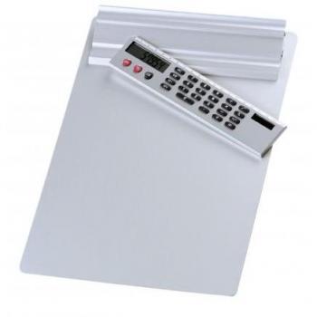 Porte-bloc A4 avec calculatrice solaire détachable en aluminium par Wedo 57954