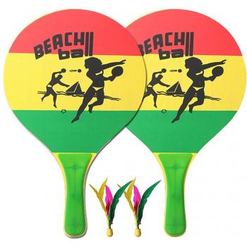 High-Grade Poplar Wood Beach Racket with 2 Balls