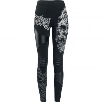 Damen-Leggings im Rock-Stil mit Kunstleder-Details in schwarz/weiß