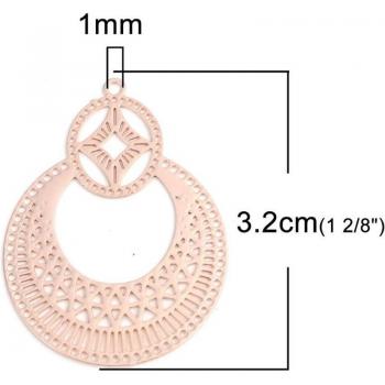 Doreen Beads – Rosengold‑Kupfer‑Stanzanhänger, oval-hohl, 3,2 × 2,4 cm (10 Stück)