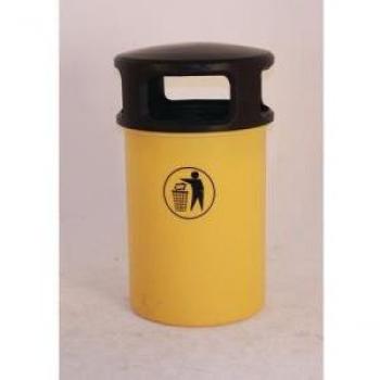 Yellow Outdoor Hooded Litter Bin