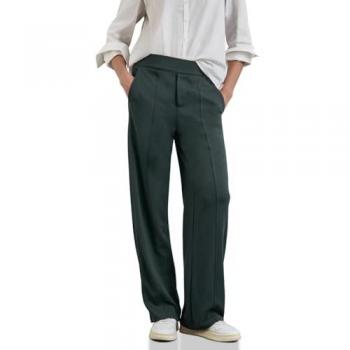 Casual Fit Hunter Green Trousers for Women, Size 46, with Seams and Stretch Material