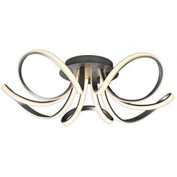 Dimmable Knot Ceiling Light 74cm, 5 Loop Arms, 60W LED, 3000K, 4800lm, Silver, Frosted Acrylic, Polished Chrome