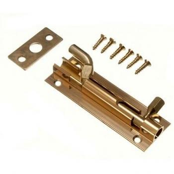Door Barrel Slide Bolt Cranked Offset 75mm 3 Inch Brass with Screws