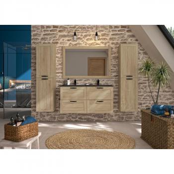 Meuble sous-vasque encastrable Allibert CAMBRIDGE 120 cm avec 4 tiroirs Chêne Hamilton