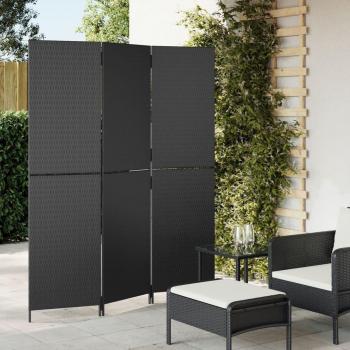 Black Poly Rattan Room Divider 3 Panels