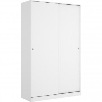 Armario Alyson Blanco, Perchero para Dormitorio, 2 Puertas Correderas, 120x50h204 cm