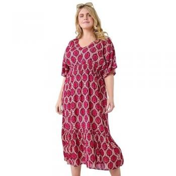 Roman Roman Lila Geo Glitzer Streifen Midi Kleid