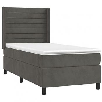 VidaXL Boxspringbett mit Matratze Dunkelgrau 80x200 cm Samt