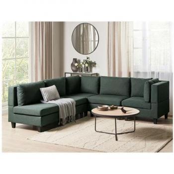 Contempo Corner Loft Sofa – Black Legs, Dark Green Cushioning