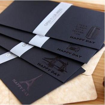 5PCS Black Gilded Envelopes for Wedding Invitations