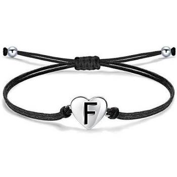 Bracciale Fio Filato “Cuore” con Lettera “F” a Mano
