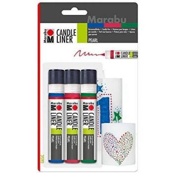 Marabu Lichterkerze Pflegetücher „Pearl Cream“ – 3×25 ml in Blau, Rot, Grün