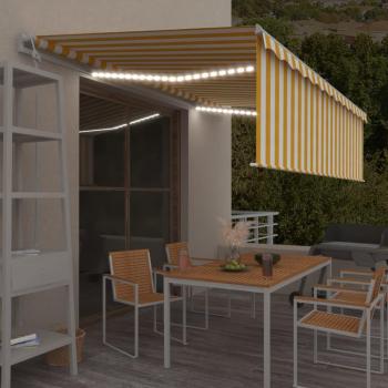 Toldo automático persiana LED y sensor de viento amarillo 5x3m