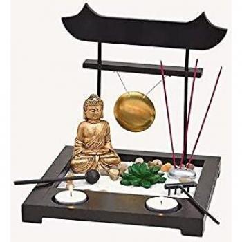 Buddha-Wurmgarten 22 cm: Gong, Teelichterhalter, Räucherstäbchenständer