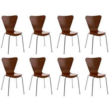 Lot Calisto 8 Chaises Visiteur – Modèle Empilable – Chromé – Marron