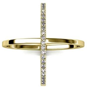 Collier‑bague combiné : Myc X Duo – Cristal blanc, laiton plaqué or 18 k – Taille 52