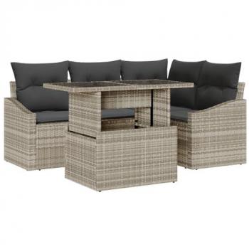 Set divani outdoor 5 pezzi – grigio chiaro e grigio scuro (vidaXL)