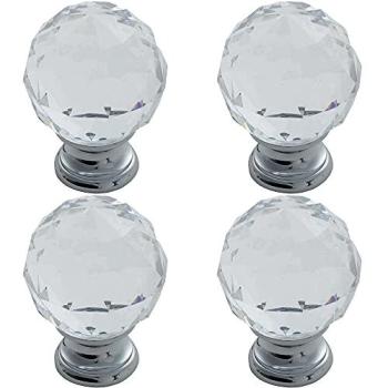 Chrome Faceted Crystal Door Handles – 4 Piece Kit