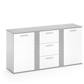 Aparador Vicco Novelli, 2 Porte e Cassetti, Calcestruzzo, 155 x 80 cm