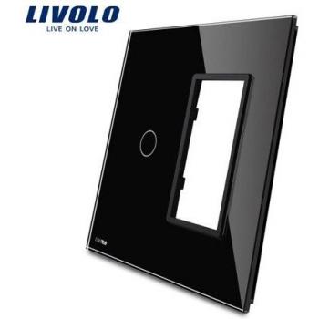 Estándar Livolo: 1 Panel, 1 Marco de Vidrio Perla Blanca