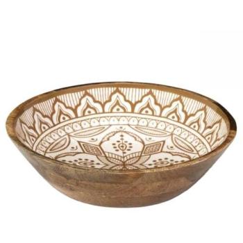 Saladier Élégant Mandala brun – Bois de Manguier