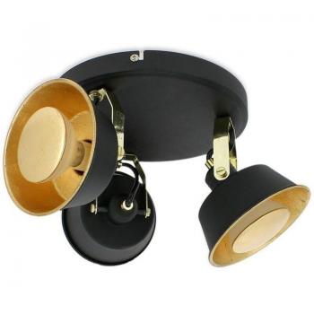 Ridley Deckenleuchte Schwarz und Gold 3 Köpfe, GU10 Warmweiß LED