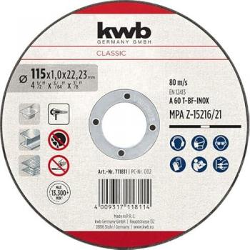 Disco de Corte Inox 115x1mm KWB