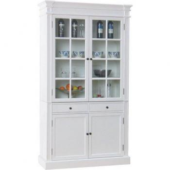 Amaretta 2‑Türige Antik-Vitrine – Weiß mit Patina