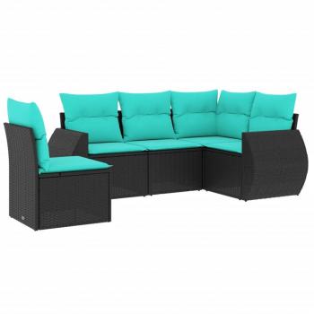 VidaXL 5‑Pack Garden Seating Set – Black Polymers Rattan