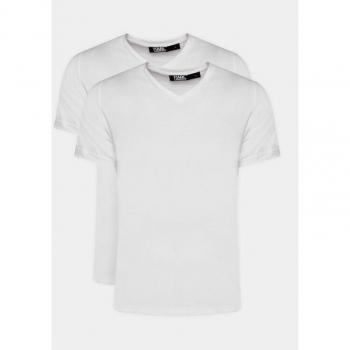 Karl Lagerfeld Herrenweiß Baumwolle T-Shirts – Slim-Fit 2er Set