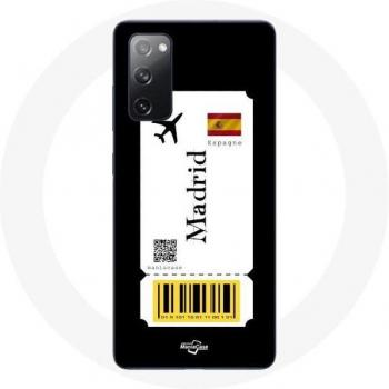 Samsung Galaxy S20 FE Case with Madrid Flight Ticket Print
