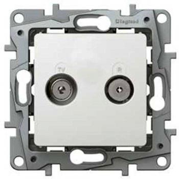 Legrand Niloe TV-Radio 664561 Durchgangsdose 14dB ohne Spreizkrallen, Taster + Schalter, Weiß