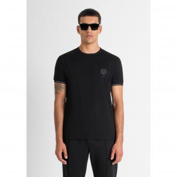 Top Negro Slim Fit de Algodón con Logotipo Tigre