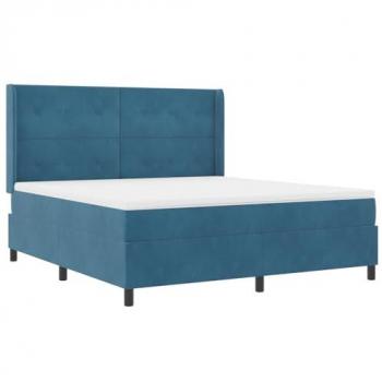 VidaXL Manual LED Box Spring Bed in Velvet Blue 180 cm × 200 cm