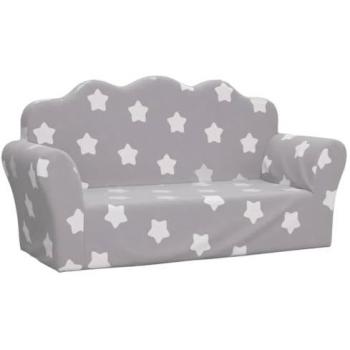 Vidaxl Kindersofa 2-Sitzer Grau mit Sternen Plüsch